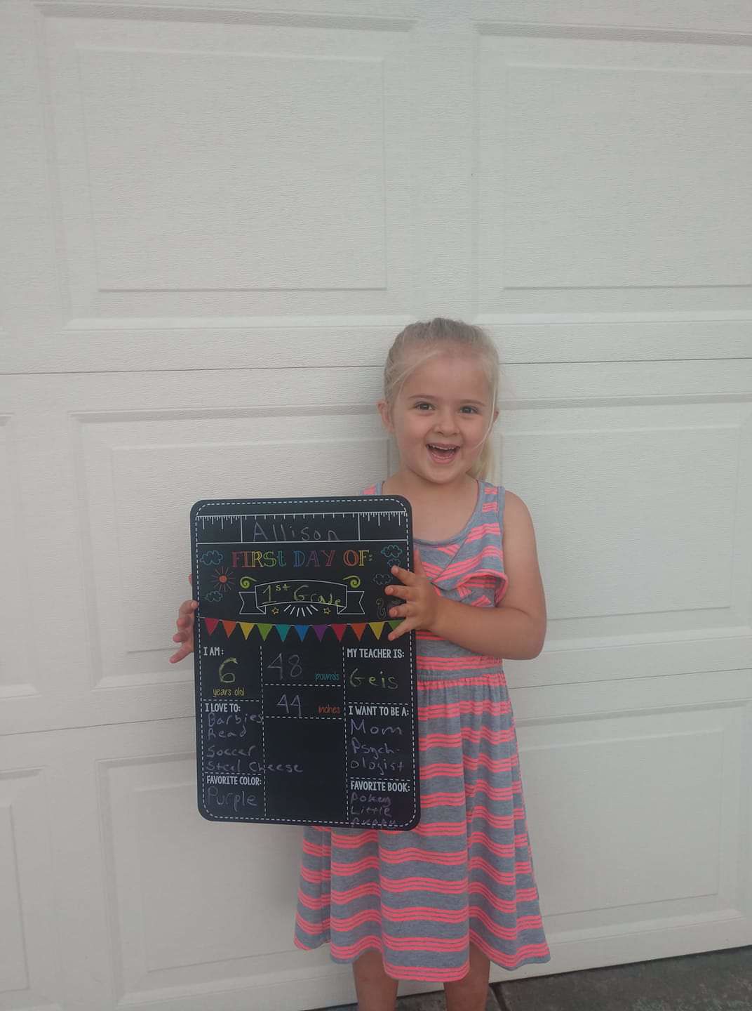 Allison Dobbs, 1st grade at Kloefkorn, photo from Sarah Evans Dobbs.jpg